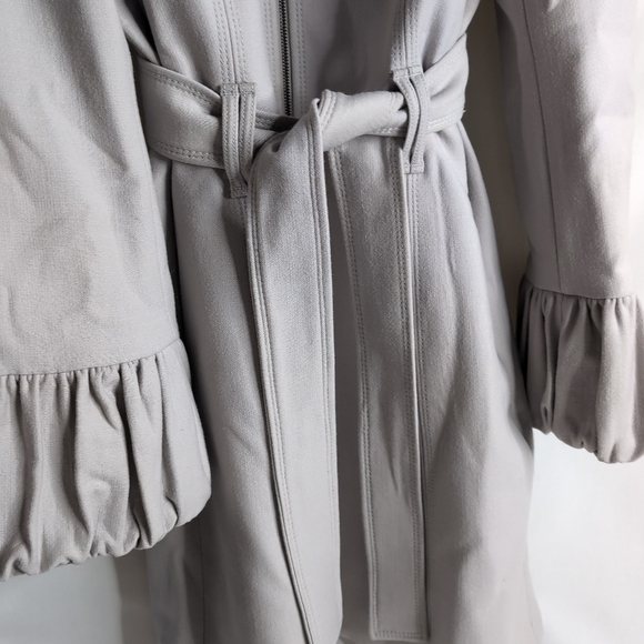 ZARA Women's Wool Coat with Ruffle Collar and Cuff, Size Small - Picture 4 of 9